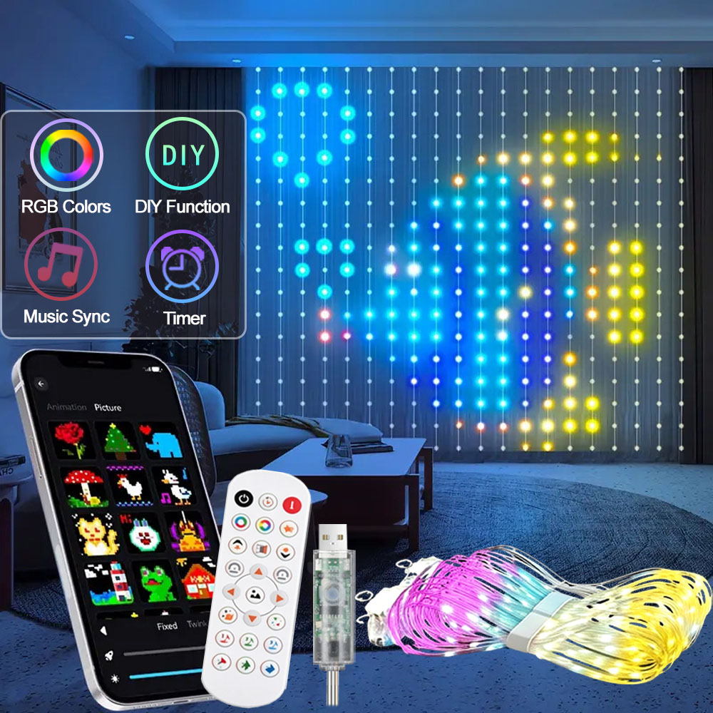 Home Decor Free App - Inteligentna roleta LED sterowana aplikacją, RGB,